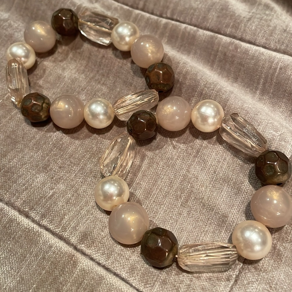Two Bracelets Neutral Colors 7-8”